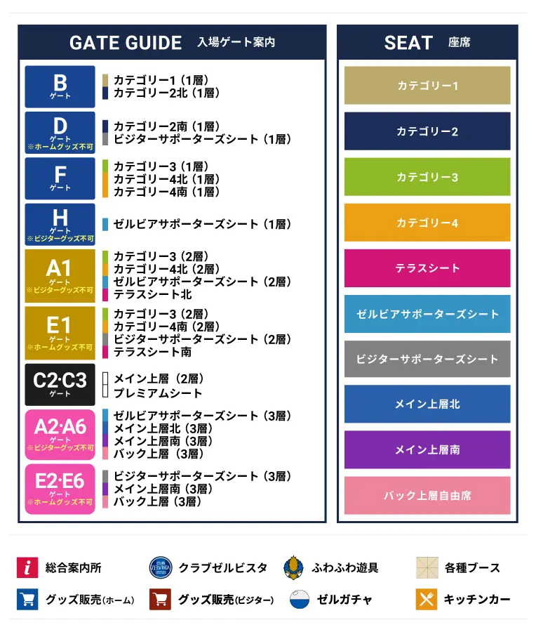 入場ゲート案内／座席案内