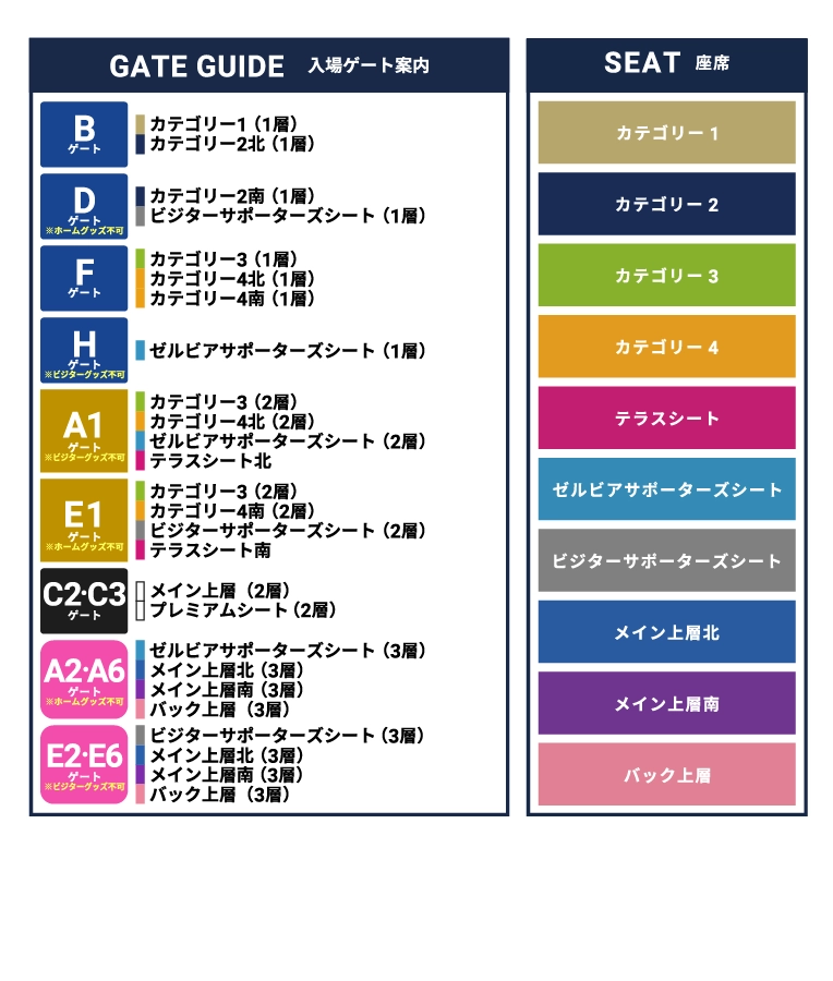 入場ゲート案内／座席案内